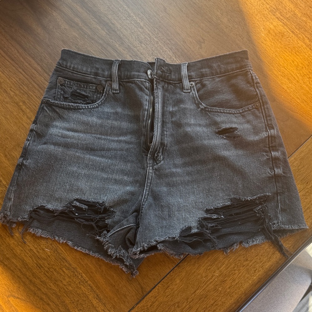 American Eagle Outfitters Black Distressed Jean Shorts